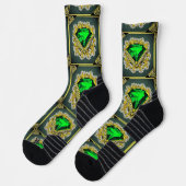 Chaussette Chaussettes vert émeraude et un Motif diamant (Gauche)