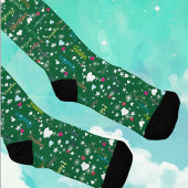 Chaussette Chaussettes vert émeraude pleines de noms Coeurs e