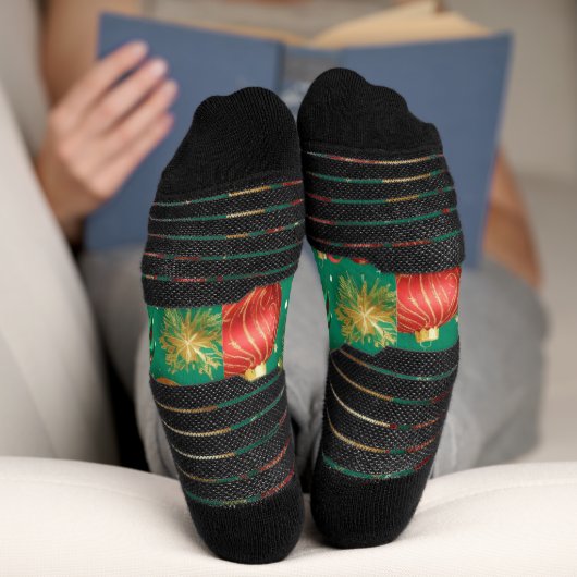Chaussette Chaussettes vertes Festives de Noël (Fond)