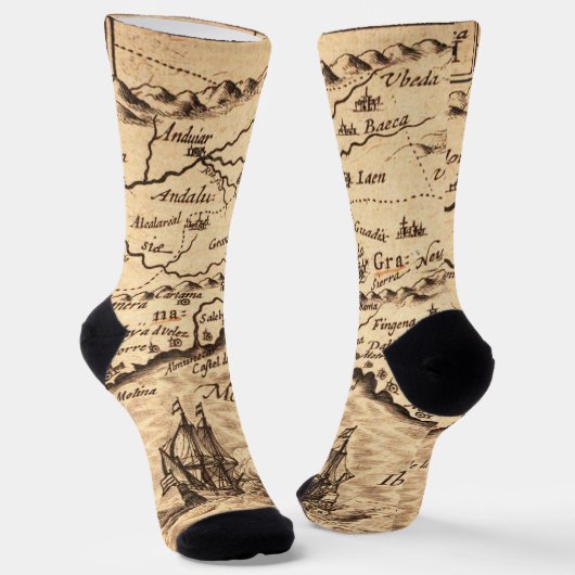 Chaussette Chaussettes Vintage Map Crew (Angulaire)