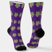 Chaussette Chaussettes violettes Feuilles vertes (Angulaire)