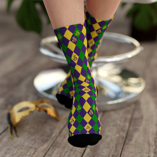 Chaussette Chaussettes violettes, or et vertes pour le carnav