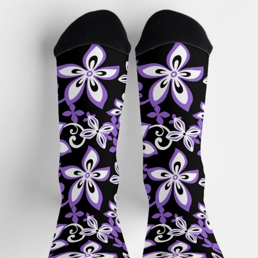 CHAUSSETTE CHAUSSURES ALOHA HAWAII (NOIR/VIOLET) (Haut)