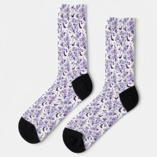 Chaussette Chauve-chauve-souris et fleurs Halloween