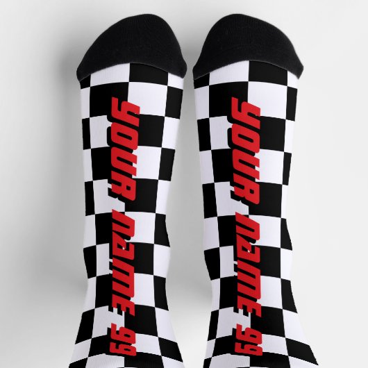 Chaussette Checkered flag car racing sport personalized (Haut)
