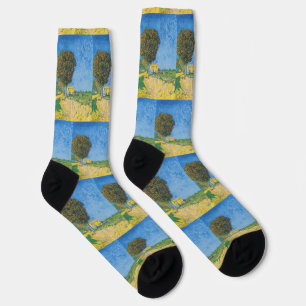Chaussette Chemin ensoleillé vibrant & Maison jaune de Van Go