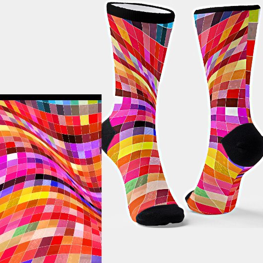 Chaussette Chèques Abstraits tordus brillants colorés