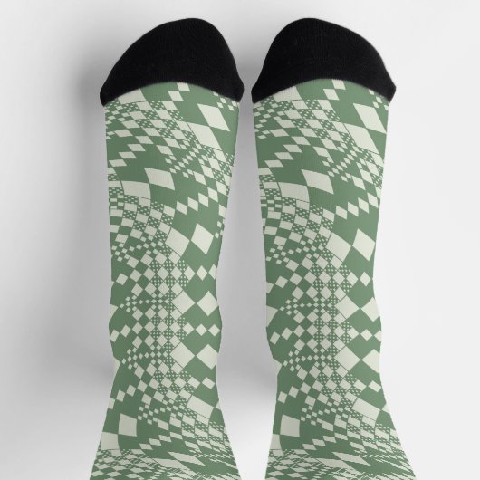 Chaussette Chèques déformées en vert (Haut)