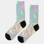 Chaussette Chèques et perles Pastel Rose, Jaune, Violet & Ver (Gauche)