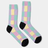 Chaussette Chèques et perles Pastel Rose, Jaune, Violet & Ver (Droite)