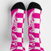 Chaussette Chèques et permules en Magenta et Blanc (Haut)