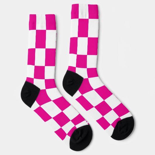 Chaussette Chèques et permules en Magenta et Blanc (Droite)