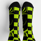 Chaussette Chèques et permules - Lime vert et noir (Haut)