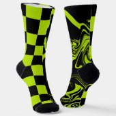 Chaussette Chèques et permules - Lime vert et noir (Angulaire)