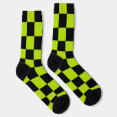 Chaussette Chèques et permules - Lime vert et noir (Droite)