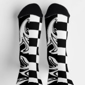 Chaussette Chèques et tourbillons - Noir et Blanc (Haut)