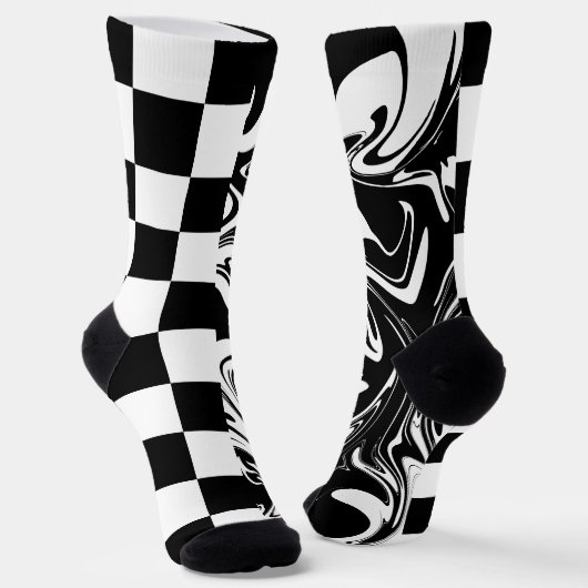 Chaussette Chèques et tourbillons - Noir et Blanc (Angulaire)