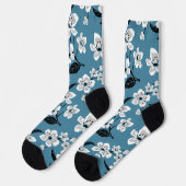 CHAUSSETTE CHERRY BLOSSOM - SAKURA (BLEU FUMEUR) (Gauche)