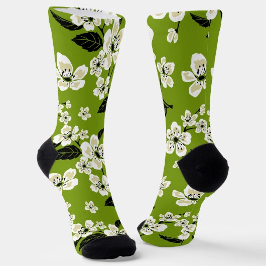 CHAUSSETTE CHERRY BLOSSOM - SAKURA (MATCHA GREEN) (Angulaire)