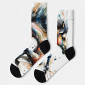 Chaussette Cheval courant à l'aquarelle abstraite (Gauche)