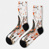 Chaussette Chevaux dans une forêt rouge (Gauche)