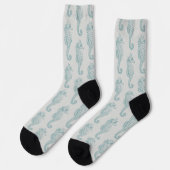 Chaussette Chevaux de mer tropicaux, Motif hippocampe - gris  (Gauche)