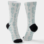 Chaussette Chevaux de mer tropicaux, Motif hippocampe - gris  (Angulaire)