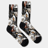 Chaussette Chevaux noir et or Citation de Noël (Droite)