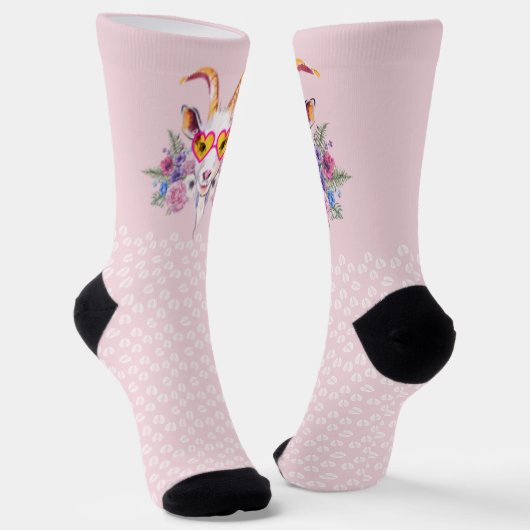 Chaussette Chèvre rose Hipster HoofPrints Chaussettes (Angulaire)