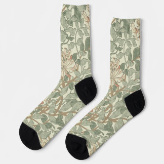 Chaussette Chèvrefeuille floral vert William Morris