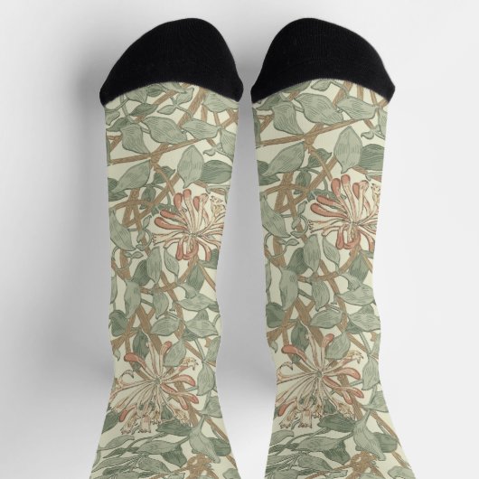 Chaussette Chèvrefeuille floral vert William Morris (Haut)