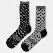 Chaussette Chevron Black and Grey Name on Mismatch (Gauche)