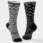 Chaussette Chevron Black and Grey Name on Mismatch (Angulaire)
