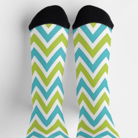 Chaussette Chevron bleu et vert moderne (Haut)