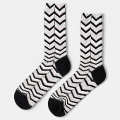Chaussette Chevron noir blanc et blanc (Gauche)