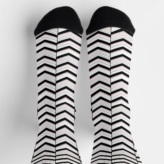 Chaussette Chevron noir blanc et blanc (Haut)