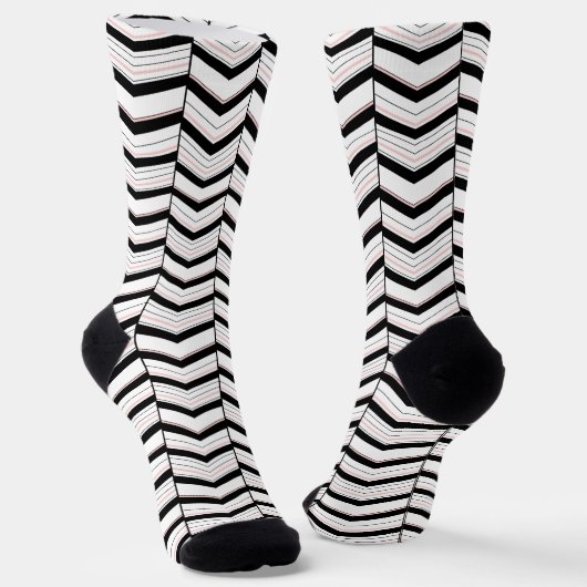 Chaussette Chevron Noir Blanc et Rose (Angulaire)