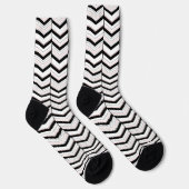 Chaussette Chevron Noir Blanc et Rose (Droite)