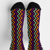 Chaussette Chevron vertical citrouille, violet, vert et noir (Haut)