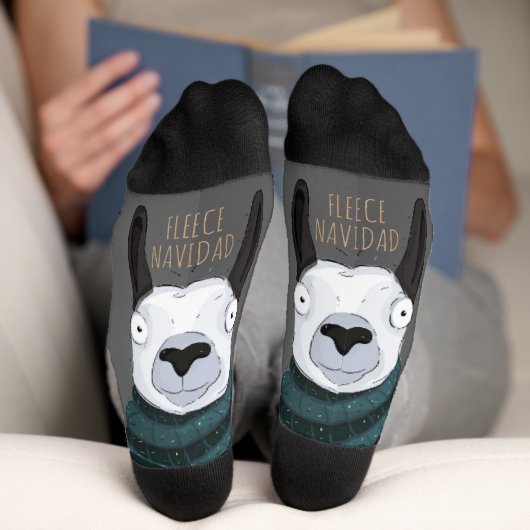 Chaussette Chic Fête Drôle “Fleece Navidad” Lama Gris (Fond)