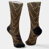 Chaussette Chic Gold Linework Pattern Socks – Add Your Text (Angulaire)