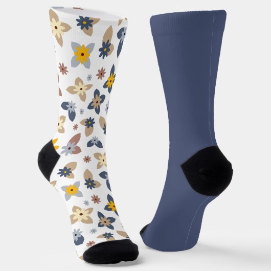 Chaussette Chic Pastel Bleu Floral Odd Chaussettes Différence (Angulaire)