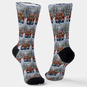 Chaussette Chien Afghan Noël Camion Rouge Fêtes