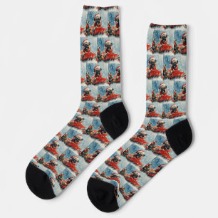 Chaussette Chien Carlin en Traîneau Laissez Tomber la Neige N