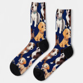 Chaussette Chien Chien Chien bleu de la marine Design Motif (Gauche)