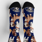 Chaussette Chien Chien Chien bleu de la marine Design Motif (Haut)