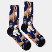 Chaussette Chien Chien Chien bleu de la marine Design Motif (Droite)