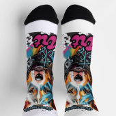 Chaussette Chien d'art Pop Bleu Orange (Haut)