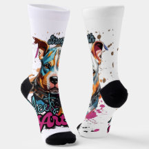 Chien d'art Pop Bleu Orange