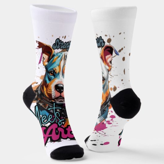 Chaussette Chien d'art Pop Bleu Orange (Angulaire)